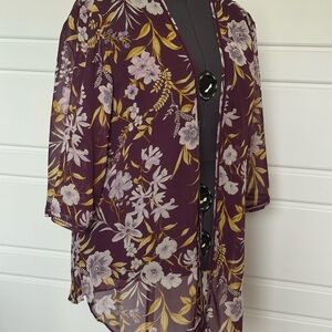 Maurices Purple Floral Kimono